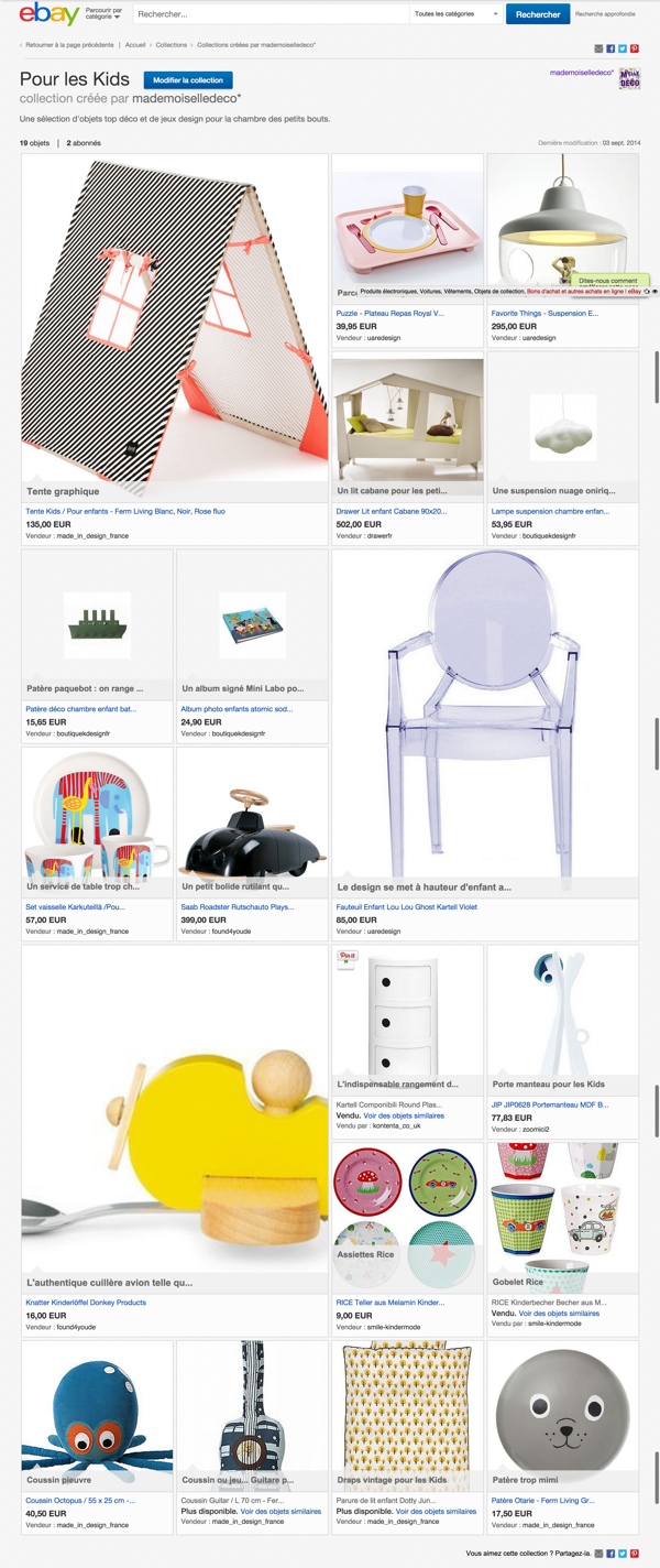 Ebay collection d'objets de décoration pour les enfants par MademoiselleDeco
